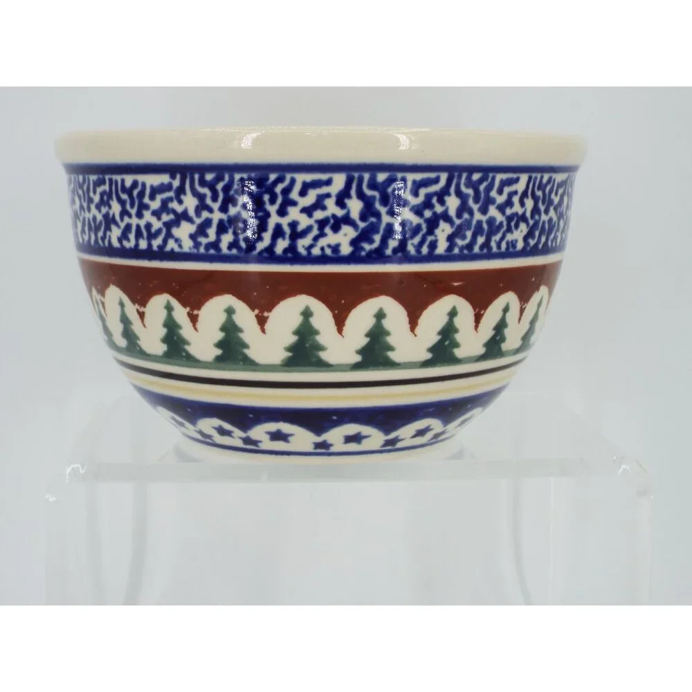 Boleslawiec Polish Pottery Evergreen Pine Tree Bowl 3.75